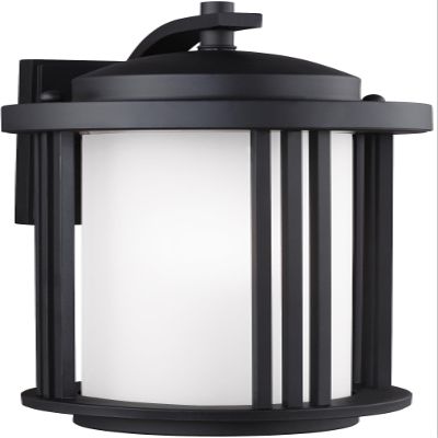 Generation Lighting 8747901DEN3-12 Crowell Medium One Light Outdoor Wall Lantern, Black Finish