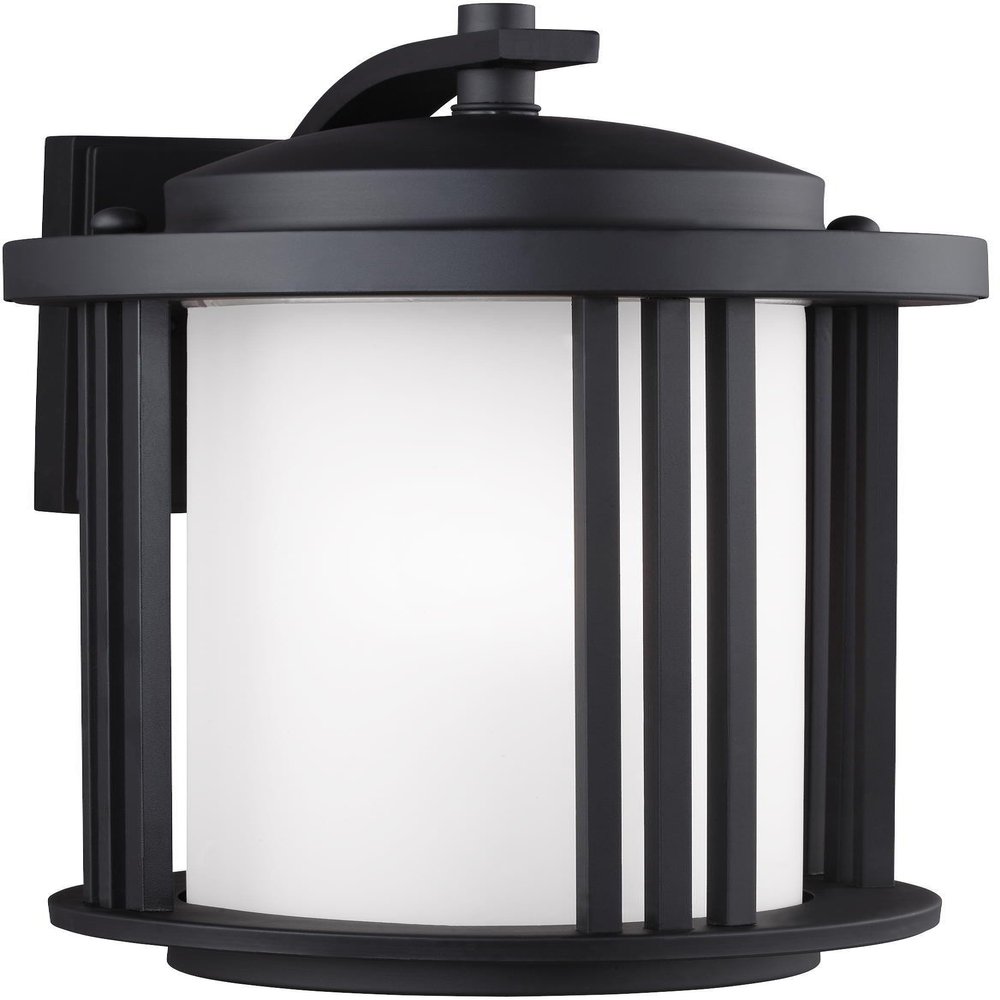 Generation Lighting 8747901DEN3-12 Crowell Medium One Light Outdoor Wall Lantern, Black Finish