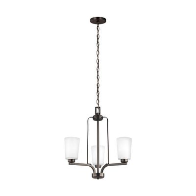 Generation Lighting 3-Light Franport Traditional Chandelier Bronze 3128903-710, Modern Ceiling Light Fixture for Room Decor, Chandelier for Dining Room or Living Room Can Use LED Light Bulbs