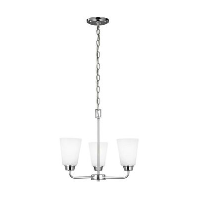 Generation Lighting 3115203-05 Kerrville Three - Light Chandelier Hanging Modern Fixture, Chrome