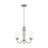 Generation Lighting 3120203-962 Seville Three Light Chandelier, Brushed Nickel Finish view 3