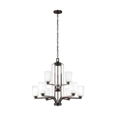 Generation Lighting 3128909-710 Franport Nine - Light Chandelier Hanging Modern Fixture, Bronze