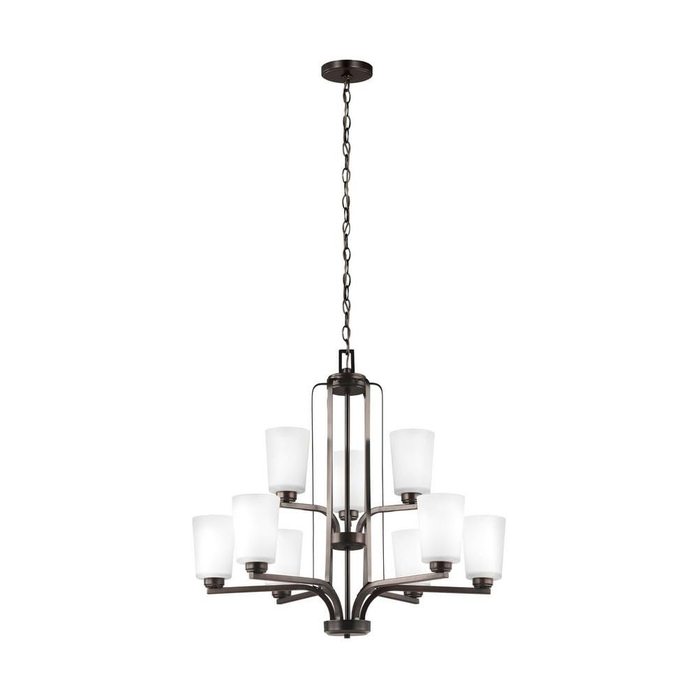 Generation Lighting 3128909-710 Franport Nine - Light Chandelier Hanging Modern Fixture, Bronze