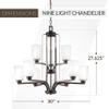 Generation Lighting 3128909-710 Franport Nine - Light Chandelier Hanging Modern Fixture, Bronze view 3