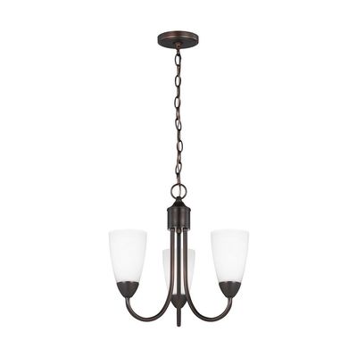 Generation Lighting 3120203-710 Transitional Three Light Chandelier from Seagull - Seville Collection in Bronze/Dark Finish, 27 Total Watts, 15.75 Inch Height, 17 Inch Diameter
