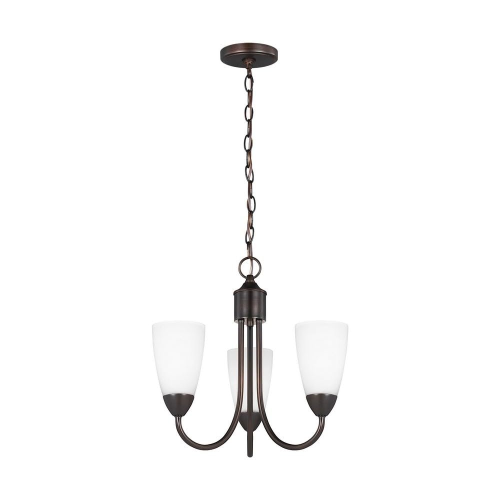 Generation Lighting 3120203-710 Transitional Three Light Chandelier from Seagull - Seville Collection in Bronze/Dark Finish, 27 Total Watts, 15.75 Inch Height, 17 Inch Diameter