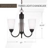 Generation Lighting 3120203-710 Transitional Three Light Chandelier from Seagull - Seville Collection in Bronze/Dark Finish, 27 Total Watts, 15.75 Inch Height, 17 Inch Diameter view 3