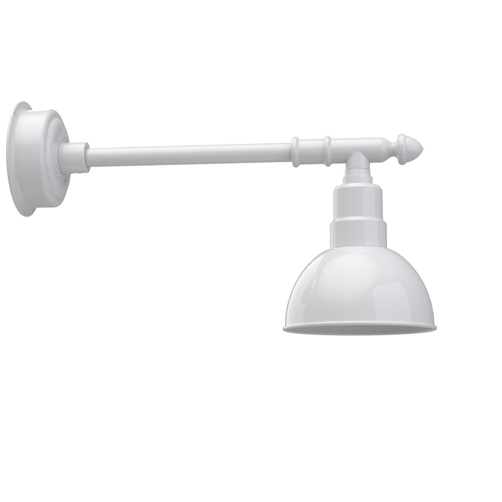 Cocoweb 8" Blackspot Gooseneck LED Barn Light with Victorian Arm in White