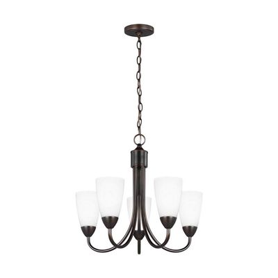 Generation Lighting 3120205-710 Seville Five - Light Chandelier Hanging Modern Fixture, Bronze, 9 Total Watts, 17.5 Inch Height, 21 Inch Diameter, Steel Construction