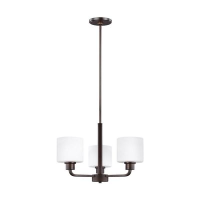 Generation Lighting 3128803EN3-710 Canfield Three - Light Chandelier Hanging Modern Fixture, Bronze