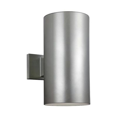 Sea Gull Lighting Generation Lighting 8413897S-753 Contemporary Modern LED Wall Sconce from Seagull-Outdoor Cylinders Collection in Pewter, Silver Finish, 14 1/4" H, Painted Brushed Nickel
