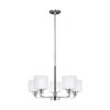 Generation Lighting 3128805-962 Five Light Chandelier, Brushed Nickel, 500 Total Watts, 14.5 Inch Height, 23.88 Inch Diameter, Steel Construction, Etched/White Inside Glass Shades view 1