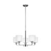 Generation Lighting 3128805-962 Five Light Chandelier, Brushed Nickel, 500 Total Watts, 14.5 Inch Height, 23.88 Inch Diameter, Steel Construction, Etched/White Inside Glass Shades view 2