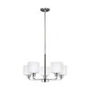 Generation Lighting 3128805-962 Five Light Chandelier, Brushed Nickel, 500 Total Watts, 14.5 Inch Height, 23.88 Inch Diameter, Steel Construction, Etched/White Inside Glass Shades view 3