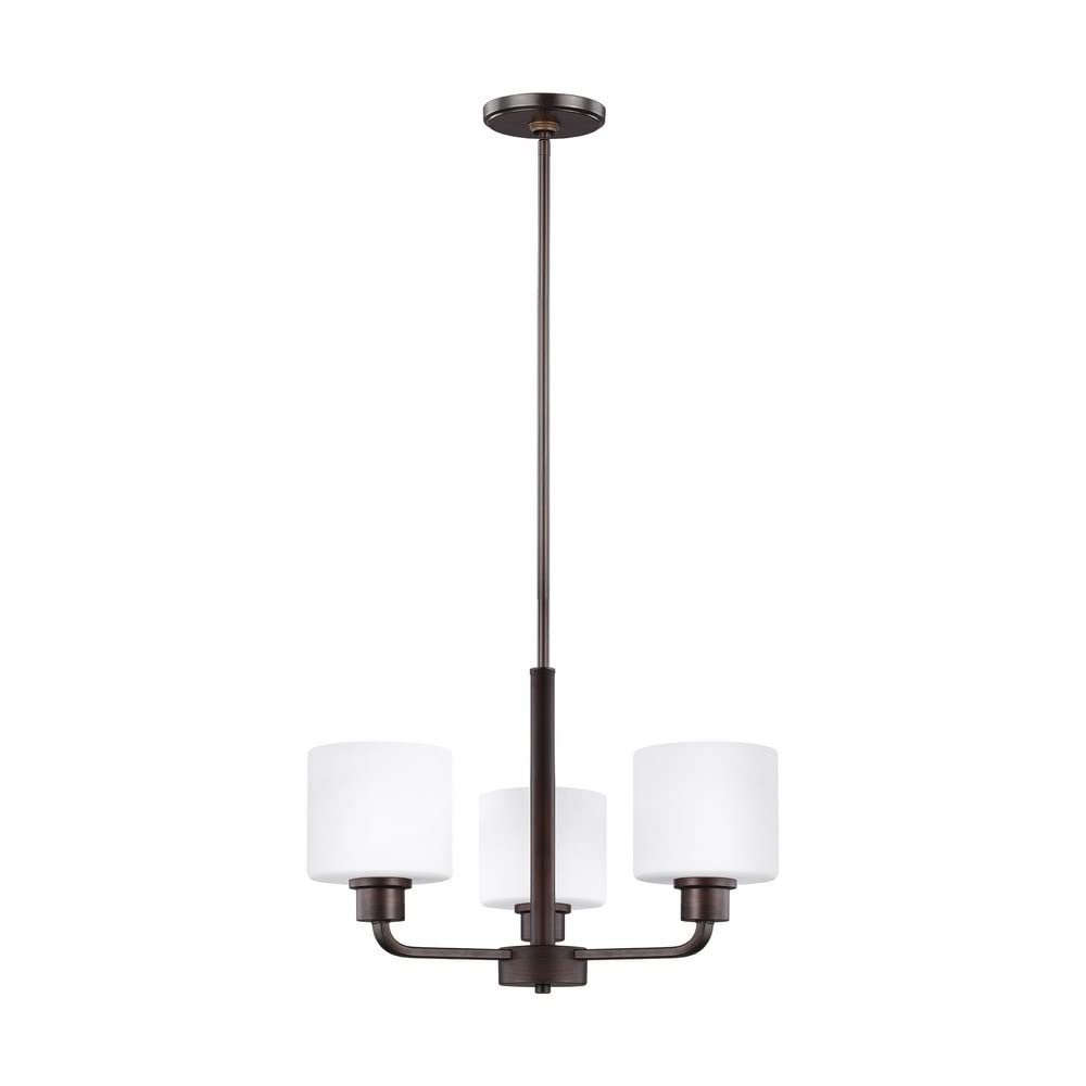 Generation Lighting 3128803-710 Transitional Three Light Chandelier from Seagull - Canfield Collection in Bronze/Dark Finish, 300 Total Watts, 13.12 Inch Height
