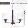 Generation Lighting 3128803-710 Transitional Three Light Chandelier from Seagull - Canfield Collection in Bronze/Dark Finish, 300 Total Watts, 13.12 Inch Height view 3