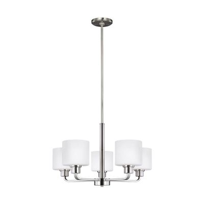 Generation Lighting 3128805EN3-962 Canfield Five Light Chandelier, Brushed Nickel Finish