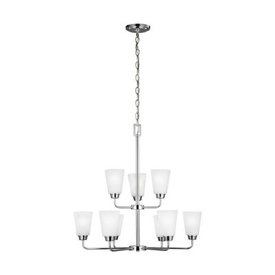 Generation Lighting 3115209EN3-05 Kerrville Nine - Light Chandelier Hanging Modern Fixture, Chrome