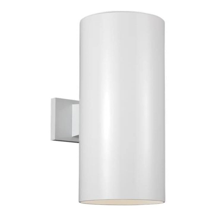 Sea Gull Lighting 8413997S-15 Outdoor Cylinders Wall Sconce, 2-Light LED 56 Total Watts, White, "18 1/4"" h"