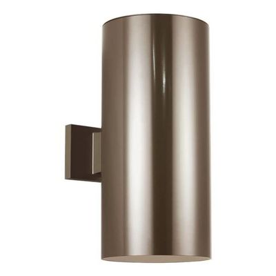 Sea Gull Lighting Generation Lighting 8413997S-10 Contemporary Modern LED Wall Sconce from Seagull-Outdoor Cylinders Collection in Bronze/Dark Finish, 18 1/4" H