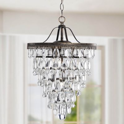 USUT 4-Light Antique Brass Crystal Chandelier