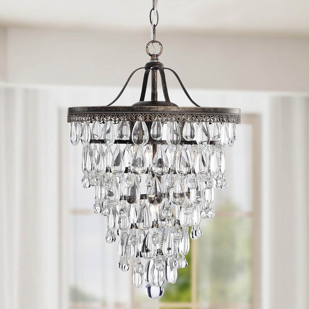 USUT 4-Light Antique Brass Crystal Chandelier