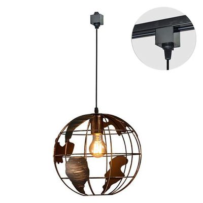 Kiven H-Type 3 Wire Metal Globe Track Light Pendants Length 4.9 Ft Restaurant Chandelier Deco Chandelier Instant Pendant Fixture,Bulb Not Include, Industrial 1 Light Pendant Lamp (TB0268-B)