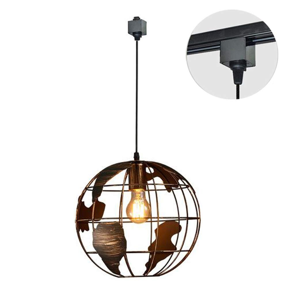 Kiven H-Type 3 Wire Metal Globe Track Light Pendants Length 4.9 Ft Restaurant Chandelier Deco Chandelier Instant Pendant Fixture,Bulb Not Include, Industrial 1 Light Pendant Lamp (TB0268-B)