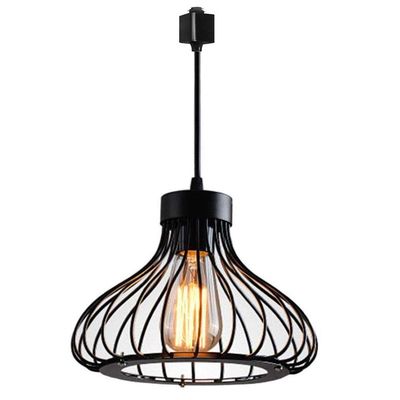 Kiven H-type 3 Wire Vintage Loft Style Black Track Light Pendants Length 4.9 Ft restaurant Chandelier Deco Chandelier Instant Pendant Fixture ,Bulb Not Include,Retro Industrial Pendant Lamp (TB0262-B)