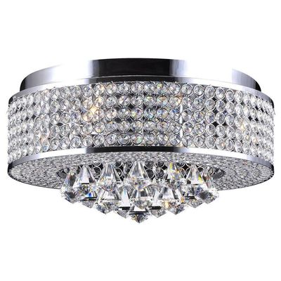 USUT 4-Light Round Chrome Flush Mount Chandelier