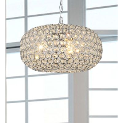 USUT Oval-Shaped Crystal and Chrome 3-Light Chandelier
