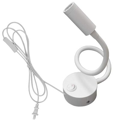 BRILLRAYDO LED Picture Light Bedside Lamp Fixture Flexible Pipe with Button Plug-in White Finish Pure White