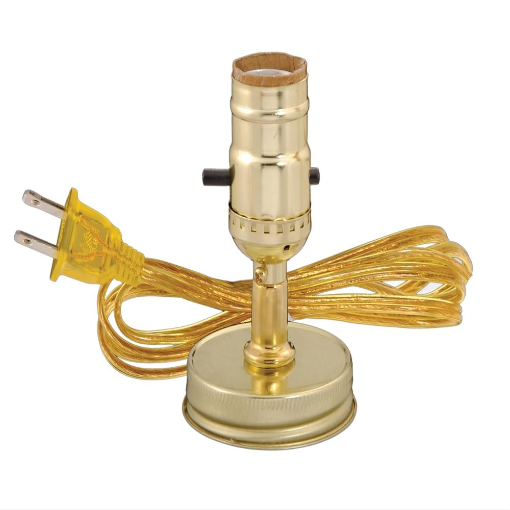 B&P Lamp Mason Jar Adapter with White Cord