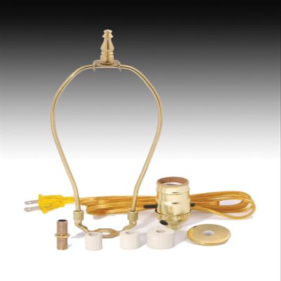 B&P Lamp Adapter Kit w/9" harp & Brown Cord