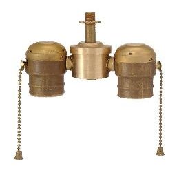 B&P Lamp 2-Lite Cluster W/Pull-Chain Sockets, Unfinished Brass
