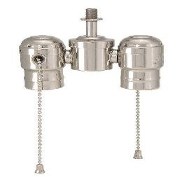 B&P Lamp 2-Lite Cluster W/Pull-Chain Sockets, Nickel Plated