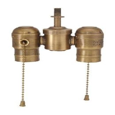 B&P Lamp 2-Lite Cluster W/Pull-Chain Sockets, Antique Brass