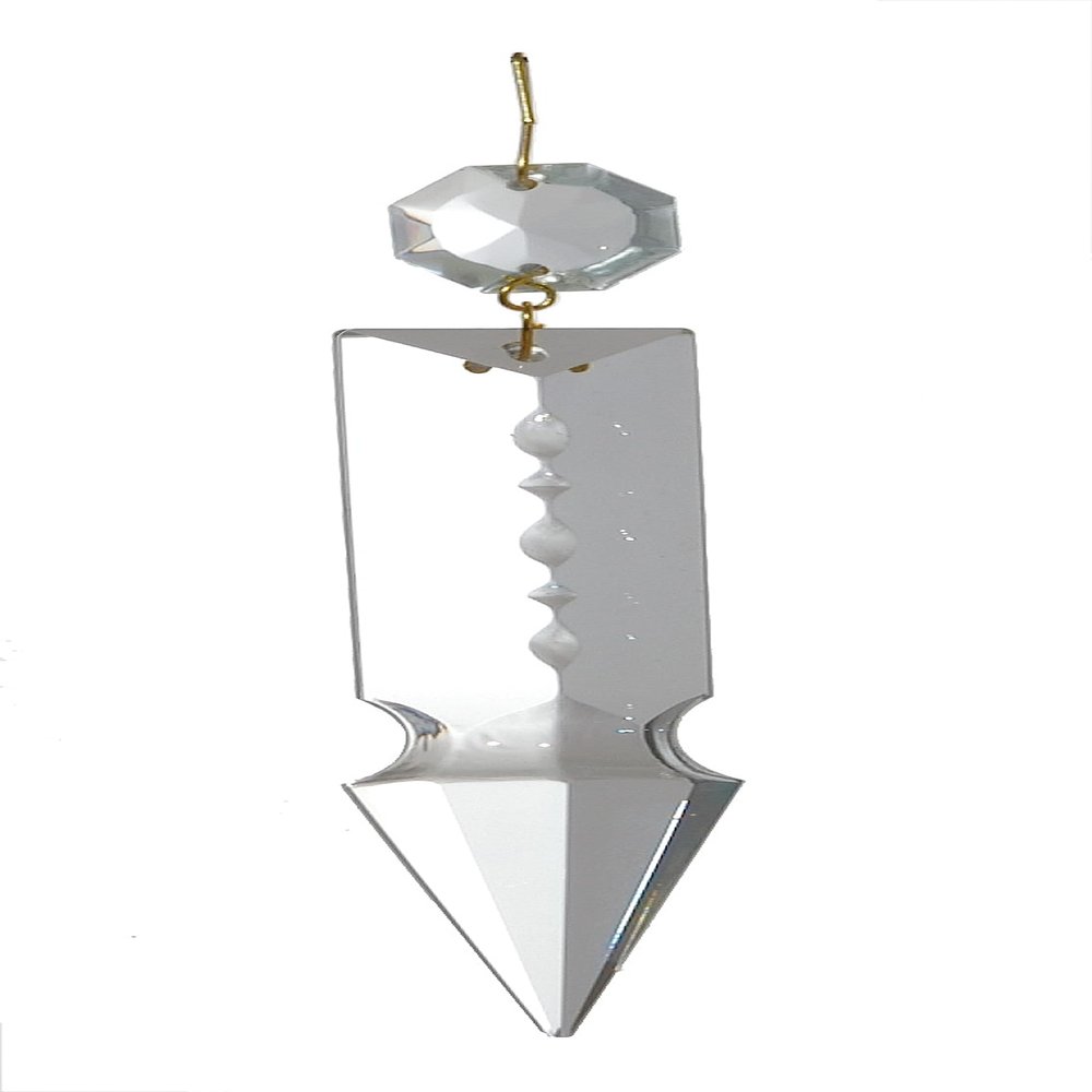 B&P Lamp BrilliantCut 2 Inch Pressed Glass Ribbed Column