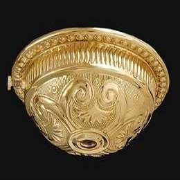 B&P Lamp 3 3/8" I.D. Embossed Brass Font Cup, Polished & Lacq.