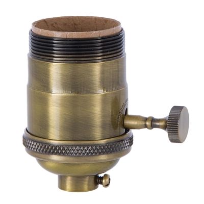 B&P Lamp 3-Way Heavy Duty, Turned Brass Socket, Antique Brass Finish
