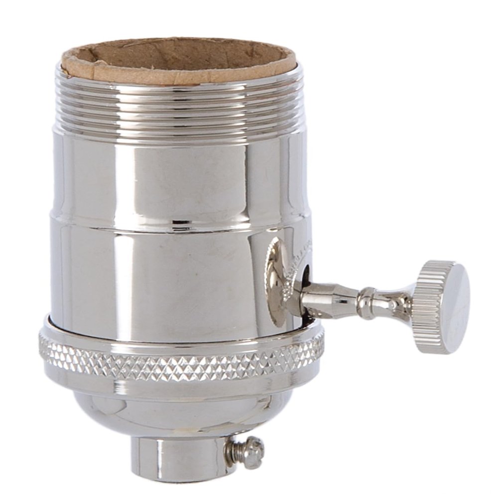 B&P Lamp 3-Way Heavy Duty, Turned Brass Socket, Nickel Finish