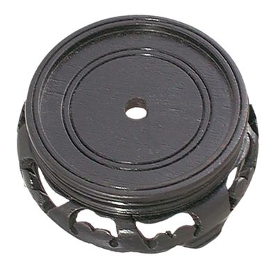B&P Lamp 4 1/2 Inch Top Inset Diameter Oriental Wooden Base, Waxed Black Finish