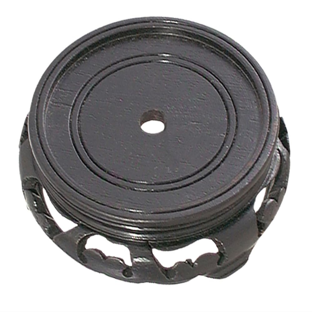 B&P Lamp 4 1/2 Inch Top Inset Diameter Oriental Wooden Base, Waxed Black Finish