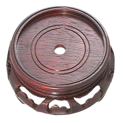 B&P Lamp 3 1/2 Inch Top Inset Diameter Oriental Wooden Base, Waxed Rosewood Finish