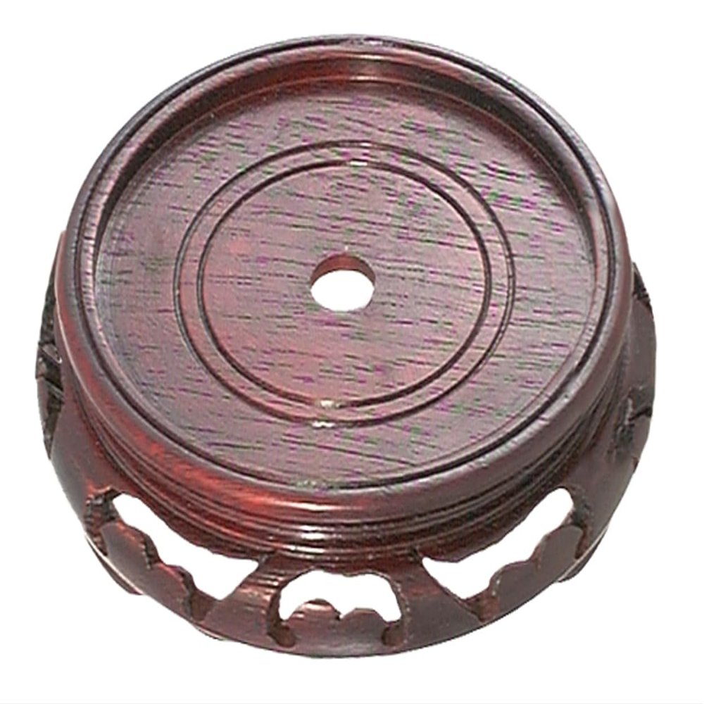 B&P Lamp 3 1/2 Inch Top Inset Diameter Oriental Wooden Base, Waxed Rosewood Finish