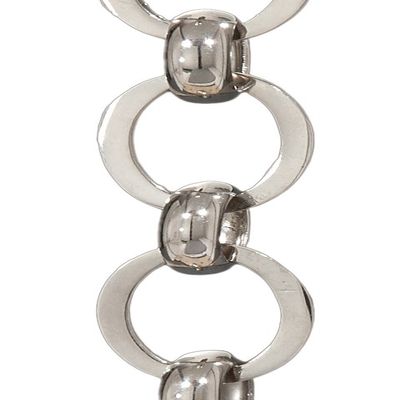 B&P Lamp Hand Made Solid Brass Chain, Oval Shaped, Nickel