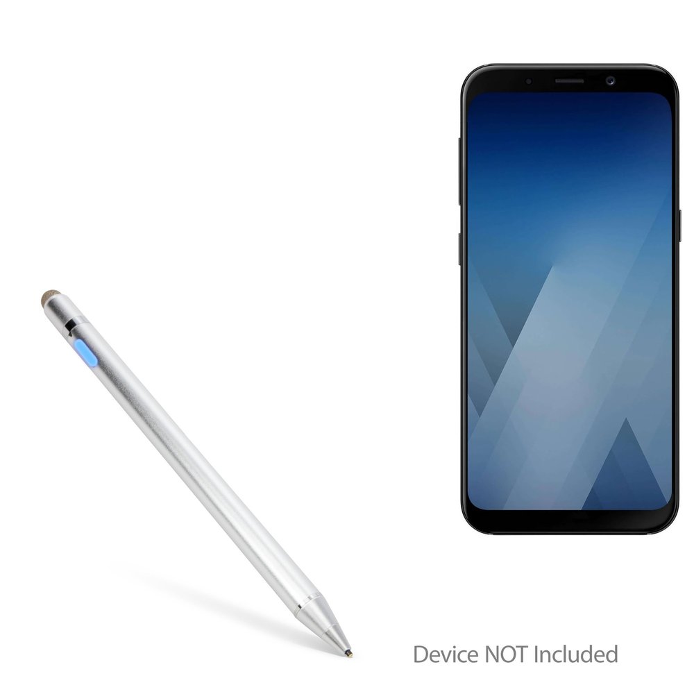 BoxWave Stylus Pen Compatible with Samsung Galaxy A8 (2018) - AccuPoint Active Stylus, Electronic Stylus with Ultra Fine Tip - Metallic Silver