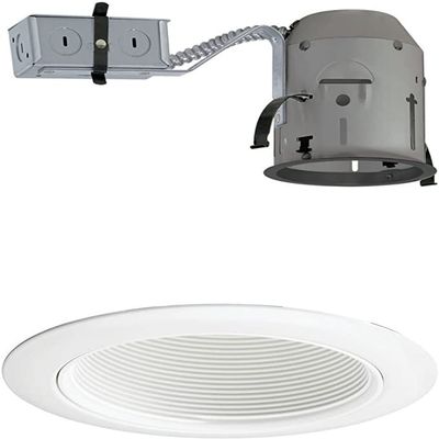 Juno Lighting TC1R & 14W-WH Combo 4-Inch TC rated Remodel Recessed Housing with White Baffle Downlight Trim