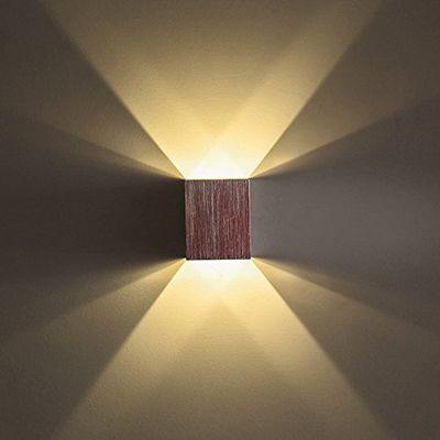 BRILLRAYDO 3W Dimmable Warm White LED Indoor Wall Recessed Mounted Decorative Light Square Up/Down Lamp Silver