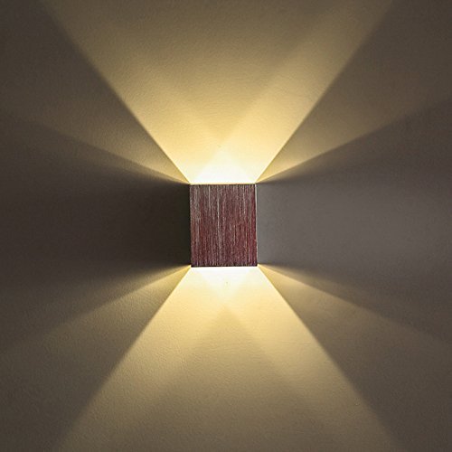 BRILLRAYDO 3W Dimmable Warm White LED Indoor Wall Recessed Mounted Decorative Light Square Up/Down Lamp Silver